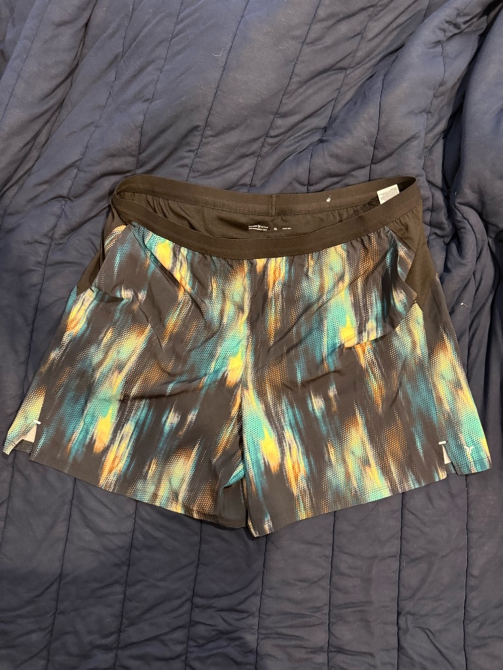 Men’s Active Shorts - Teal/Yellow Abstract Print